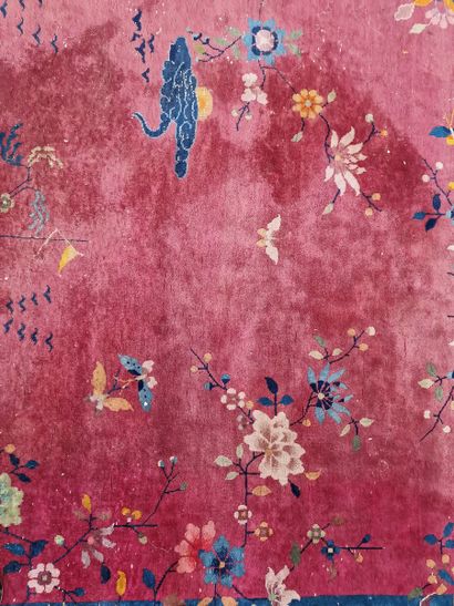 CHINESE RUG (cotton warp and weft, wool pile)...