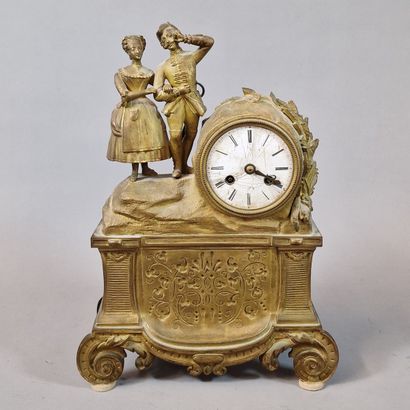 LITTLE Napoleon III period gilt bronze CLOCK...