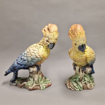 PAIR OF CACATOES STATUETTES Circa 1960 in...