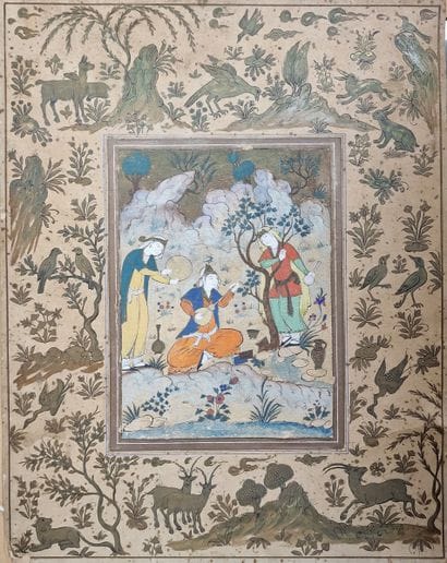 SCENE DEPICTING MUSICIANS ON THE BANKS OF...