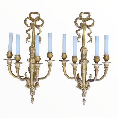 PAIR OF Louis XVI style gilt bronze APPLIQUES...