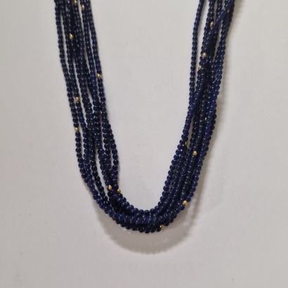 7-strand necklace, Italian Modern work, blue...