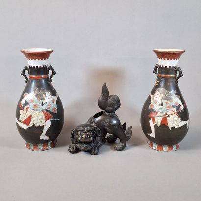 JAPAN - Meiji period - Pair of polychrome...