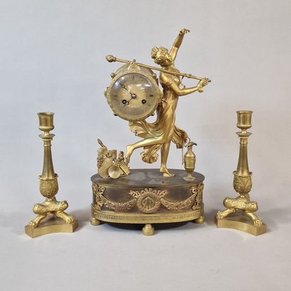 Empire-style gilt bronze CHEMINEE HANDLING...