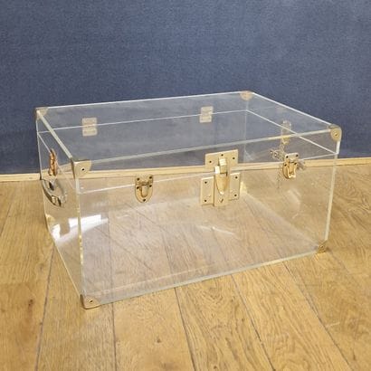 Circa 1980 altuglas and gilded brass COFFRE...