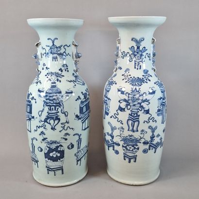 CHINA REPUBLIC - TWO porcelain baluster vases...