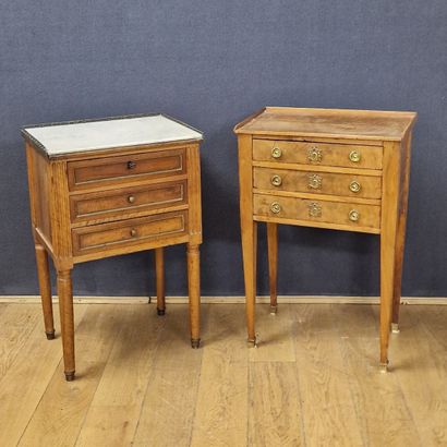 TWO LATE XVIIIth CENTURY WALNUT CHESTSTANDS...