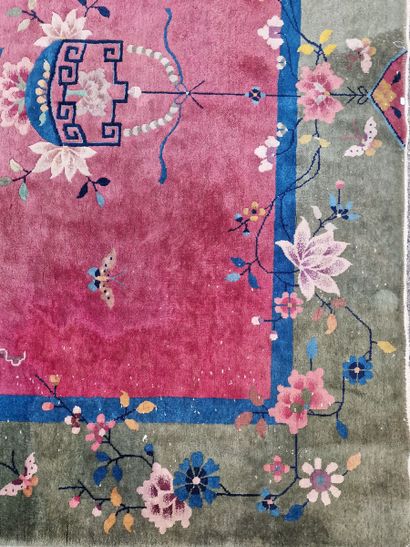 CHINESE RUG (cotton warp and weft, wool pile)...