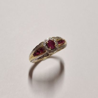 Mid-20th century two-tone gold ring set with...