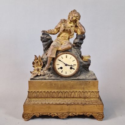 Romantic period black patina gilt bronze...