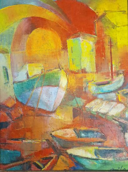 MILO (20TH CENTURY)
Boats at sunset - 1966
OIL...