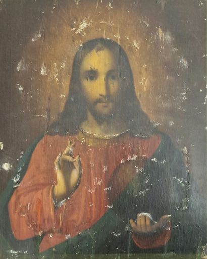 RUSSIA
Icon of Christ Pantocrator.
Oil on...