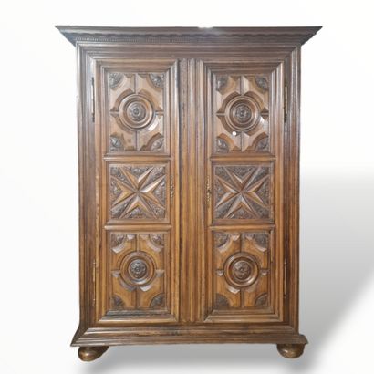 LARGE Louis XIV style ARMOIRE in walnut,...