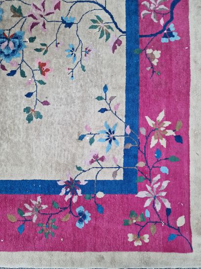 CHINESE RUG (cotton warp and weft, wool pile)...