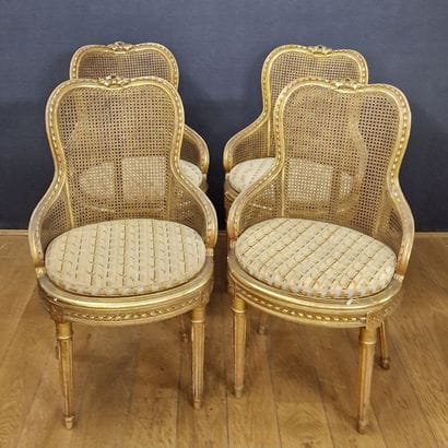 SUITE OF 4 Louis XVI Style Gilded wood shepherd's...