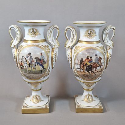 PAIR OF AMPHORA VASES, Empire style - Circa...