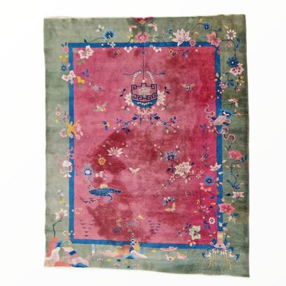 CHINESE RUG (cotton warp and weft, wool pile)...