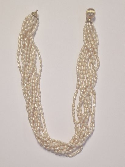 9-strand LONG BAROQUE CULTURAL PEARL NECKLACE,...