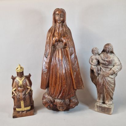 2 STATUETTES OF THE VIRGIN WITH CHILD AND...