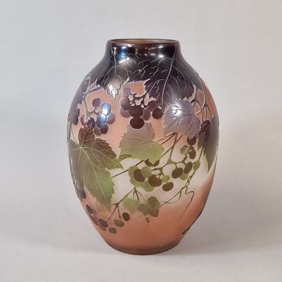 ETS GALLE - LARGE OVOID VASE in green and...