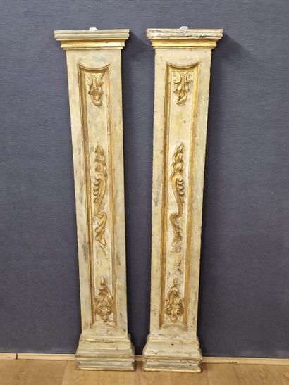 Pair of 17th century style PILASTRES in green...
