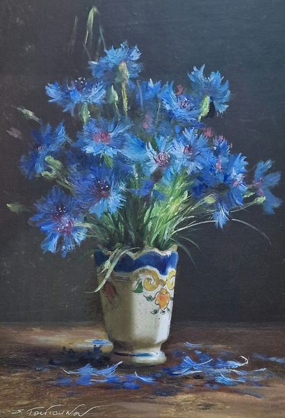 Sergueï TOUTOUNOV (Né en 1958)
Vase de bleuets
HUILE...