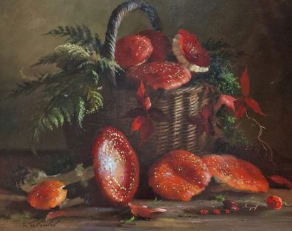 Sergueï TOUTOUNOV (Né en 1958)
Panier d'amanites...