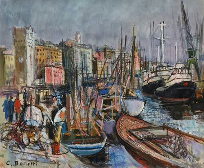 César BOLLETTI (c.1915-1995)
View of a port...