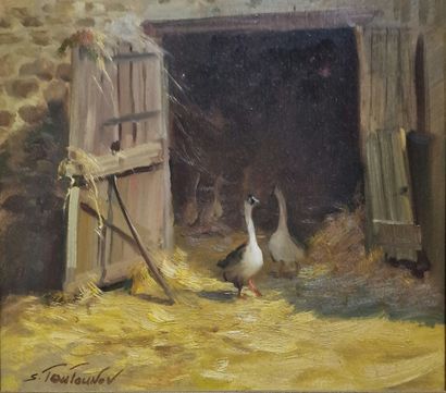 Sergueï TOUTOUNOV (Né en 1958)
Les oies sortant...