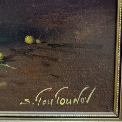 Sergueï TOUTOUNOV (Né en 1958)
Vase de mimosa
HUILE...