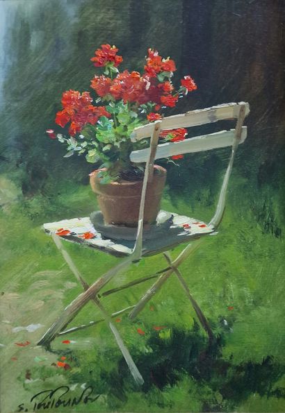 Sergueï TOUTOUNOV (Né en 1958)
Pot de géranium...