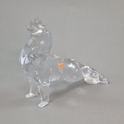 BACCARAT STATUETTE DE LION rugissant en cristal...