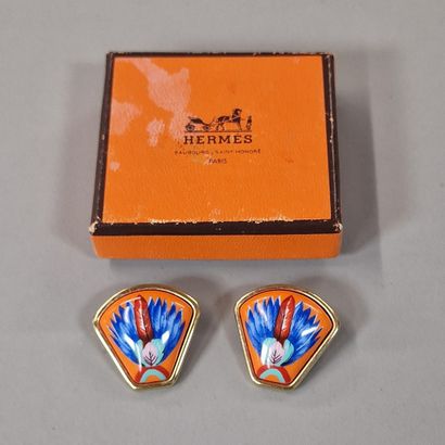 HERMES Paris - PAIR OF EAR CLIPS in gilt...