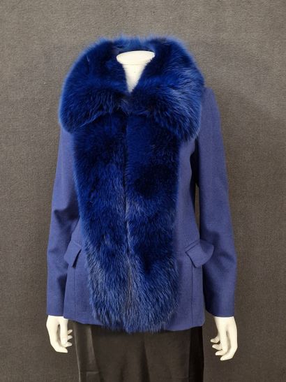 Rocco BAROCCO - VESTE en laine bleue gansée...