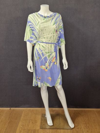 LEONARD - Dress in multicolored printed viscose...