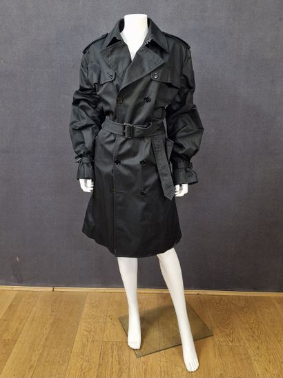 DOLCE GABBANA - TRENCH in black cotton gabardine,...