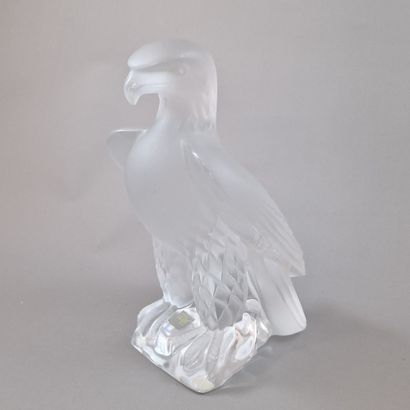 LALIQUE - LARGE EAGLE STATUETTE in partially...