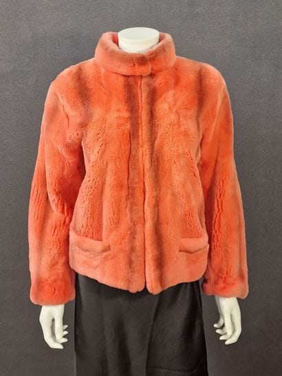 ANONYMOUS - JACKET in coral-toned Rex. 
(Small...