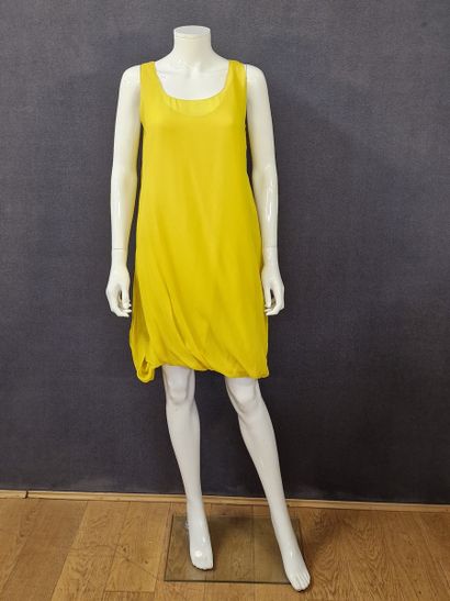 CELINE - Yellow silk crepe sleeveless sack...