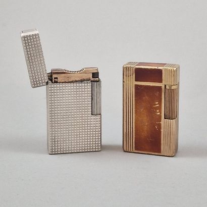 DUPONT - TWO BRIQUETS, one in silver-plated...