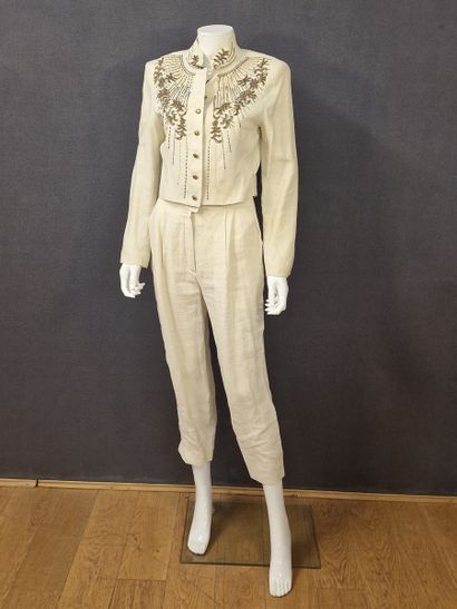 Claude BARTHELEMI - ENSEMBLE en lin beige...