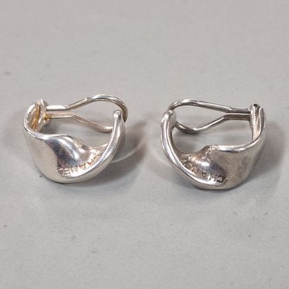 CHANEL - PAIR OF TWISTED EAR CLIPS in silver...