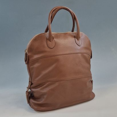 MORABITO - 35cm taupe leather BAG, zipper...
