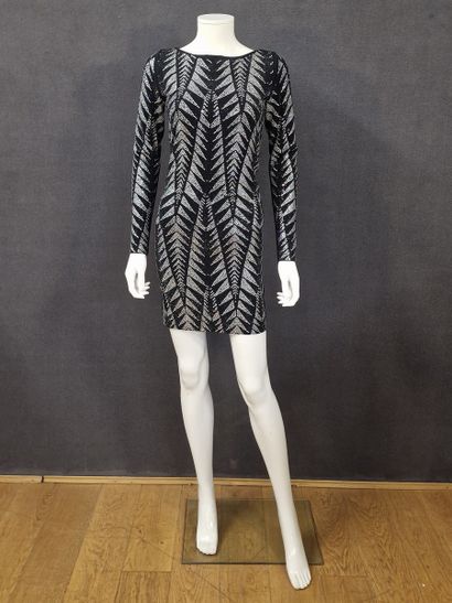 BALMAIN - Dress in black mesh with white...