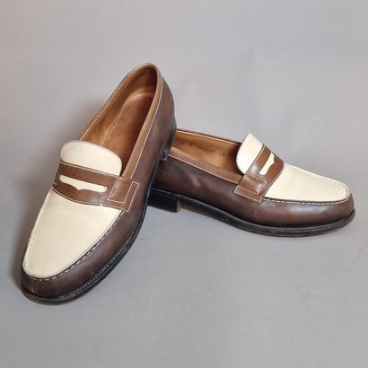 J.M.WESTON - PAIR OF MOCASSINS in tricolor...