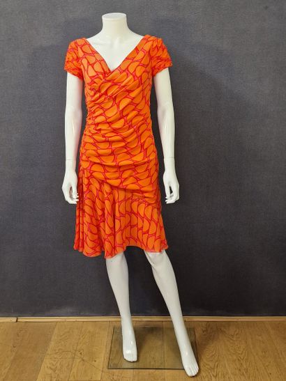 VALENTINO - Crossover dress in orange, red...