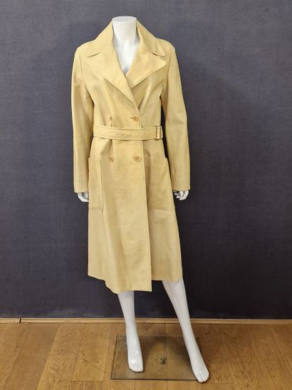 BALLY - TRENCH in straw reptile-effect leather,...