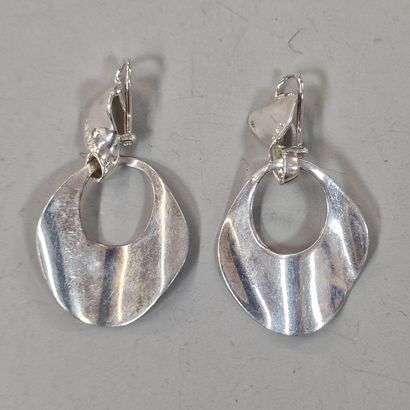 CHANEL - PAIR OF EAR PENDANTS in silver-plated...