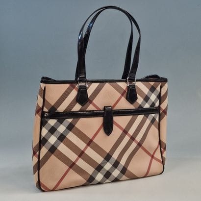BURBERRY - 37cm BAG in tartan-coated canvas...