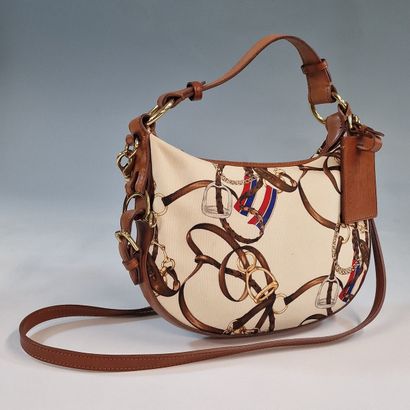 Ralph LAUREN - SAC 26cm en toile écru imprimée...